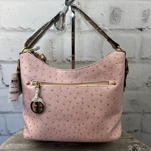 Giani Bernini Embossed Faux Ostrich Hobo, Pink